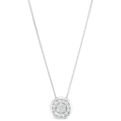 9ct White Gold 0.125ct Diamond Cluster Pendant