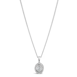 9ct White Gold 0.20ct Diamond Oval & Baguette Pendant