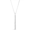 9ct White Gold 0.125ct Diamond Bar Drop Pendant