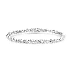 9ct White Gold 0.10ct Diamond Bar Tennis Bracelet
