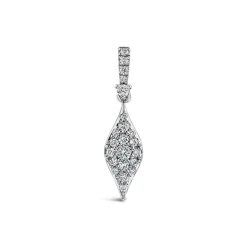 9ct White Gold 0.18ct Diamond Shape Pave Diamond Pendant (Chain Included)
