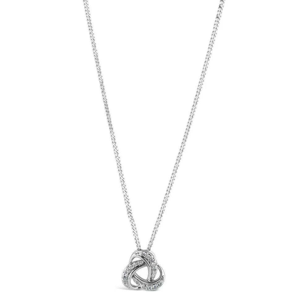 9ct White Gold 0.12ct Diamond Knot Pendant