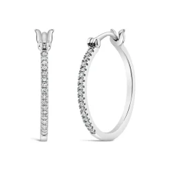 9ct White Gold 0.10ct Diamond Hoop Earrings