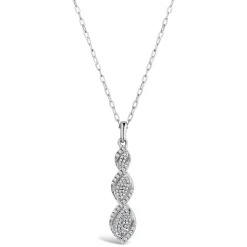9ct White Gold 0.15ct Diamond Pave Twisted Drop Pendant