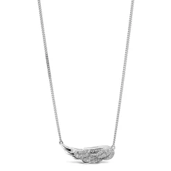 9ct White Gold 0.10ct Diamond Wing Necklet