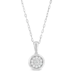 9ct White Gold 0.15ct Diamond Illusion Halo Pendant