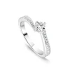 18ct White Gold 0.50ct Diamond NSEW Solitaire Twisted Pave Shoulders Ring