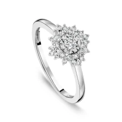 9ct White Gold 0.27ct Diamond Illusion Set Cluster Ring