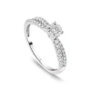 9ct White Gold 0.33ct Diamond Illusion Solitaire & Twisted Pave Shoulders Ring