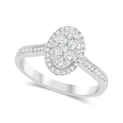 18ct White Gold 0.50ct Diamond Oval & Shoulders Ring