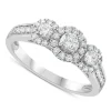 18ct White Gold 0.50ct Diamond Three Stone Halo Ring