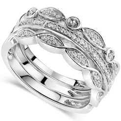 9ct White Gold 0.15ct Diamond Ring Stack