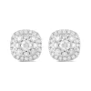 9ct White Gold 0.50ct Diamond Cushion Cluster Stud Earrings