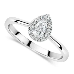 9ct White Gold 0.25ct Diamond Pear Cut Halo Ring