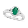 18ct White Gold 0.29ct Diamond Surround Emerald Ring