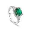 9ct White Gold 0.15ct Diamond and Created Emerald Cushion Halo Ring