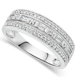 9ct White Gold 0.33ct Diamond Pave Set Wedding Ring