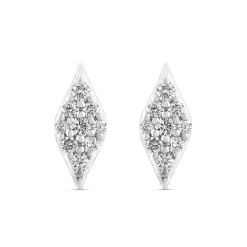 9ct White Gold 0.24ct Diamond Shape Pave Diamond Stud Earrings