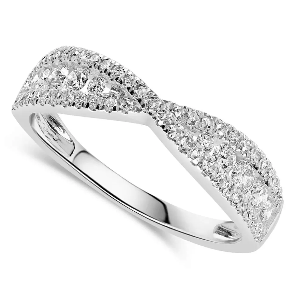 9ct White Gold 0.50ct Diamond Crossover Ring