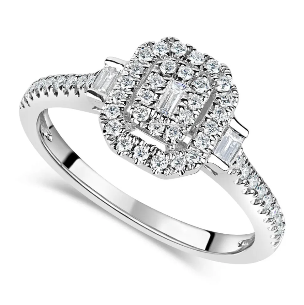 18ct White Gold 0.37ct Diamond Double Halo Ring