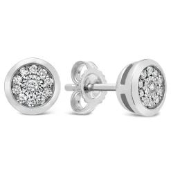 9ct White Gold 0.10ct Diamond Illusion Halo Stud Earrings