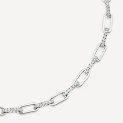 9ct White Gold 0.40ct Diamond Paperlink Bracelet