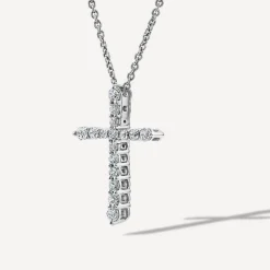 9ct White Gold 0.20ct Diamond Cross Pendant