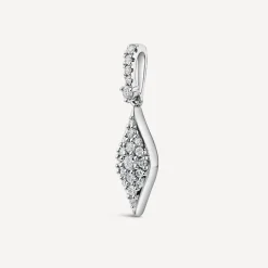 9ct White Gold 0.18ct Diamond Shape Pave Diamond Pendant (Chain Included)
