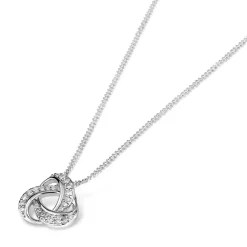9ct White Gold 0.12ct Diamond Knot Pendant