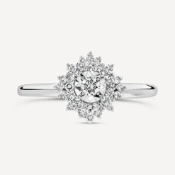 9ct White Gold 0.27ct Diamond Illusion Set Cluster Ring