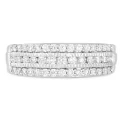 18ct White Gold 0.50ct Diamond Three Row 5mm Wedding Ring