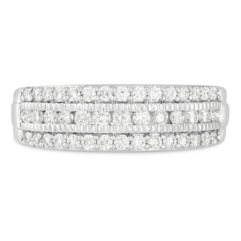 18ct White Gold 0.50ct Diamond Three Row 5mm Wedding Ring