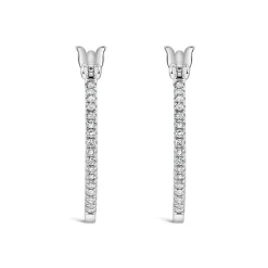 9ct White Gold 0.10ct Diamond Hoop Earrings