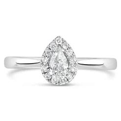 9ct White Gold 0.25ct Diamond Pear Cut Halo Ring