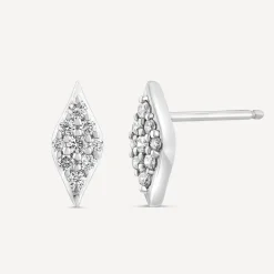 9ct White Gold 0.24ct Diamond Shape Pave Diamond Stud Earrings