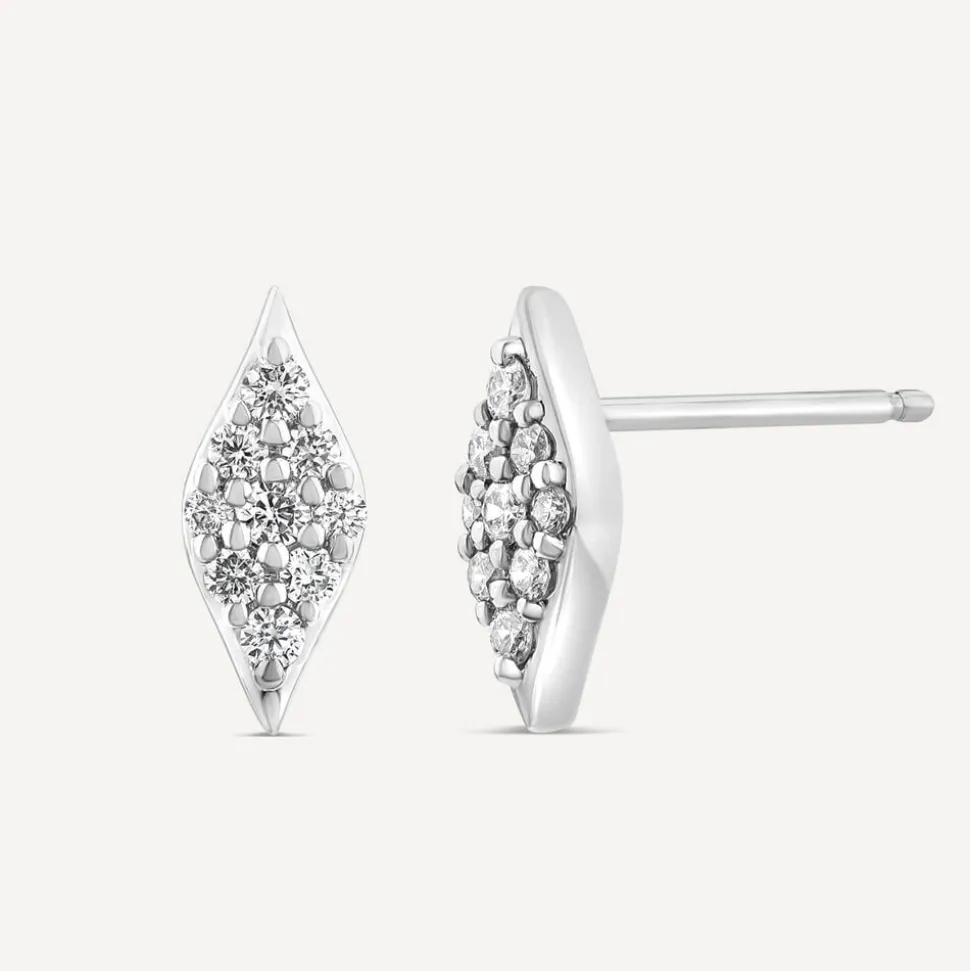 9ct White Gold 0.24ct Diamond Shape Pave Diamond Stud Earrings