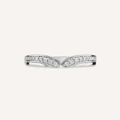 9ct White Gold 0.15ct Diamond Wishbone Dress Ring