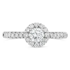 18ct White Gold 0.66ct Diamond Halo Shoulder-Set Ring