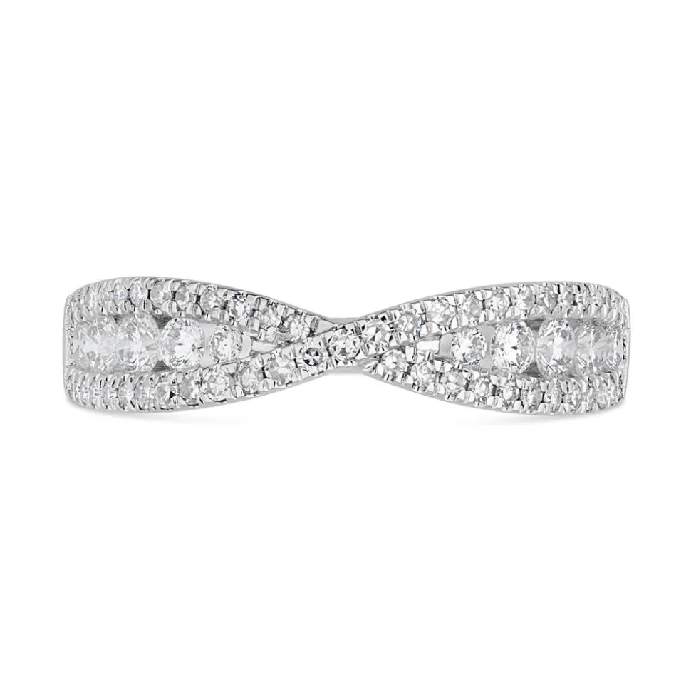 9ct White Gold 0.50ct Diamond Crossover Ring
