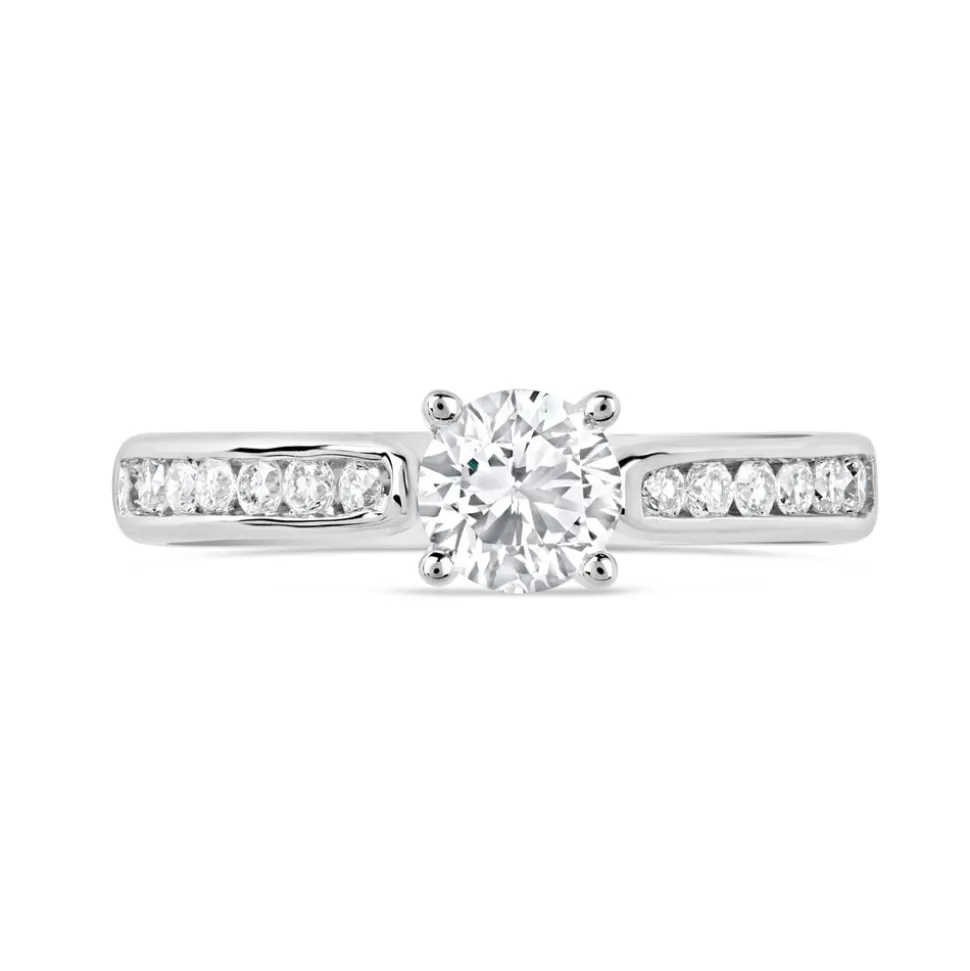 18ct White Gold 0.75ct Diamond Tulip Setting Shoulders Ring