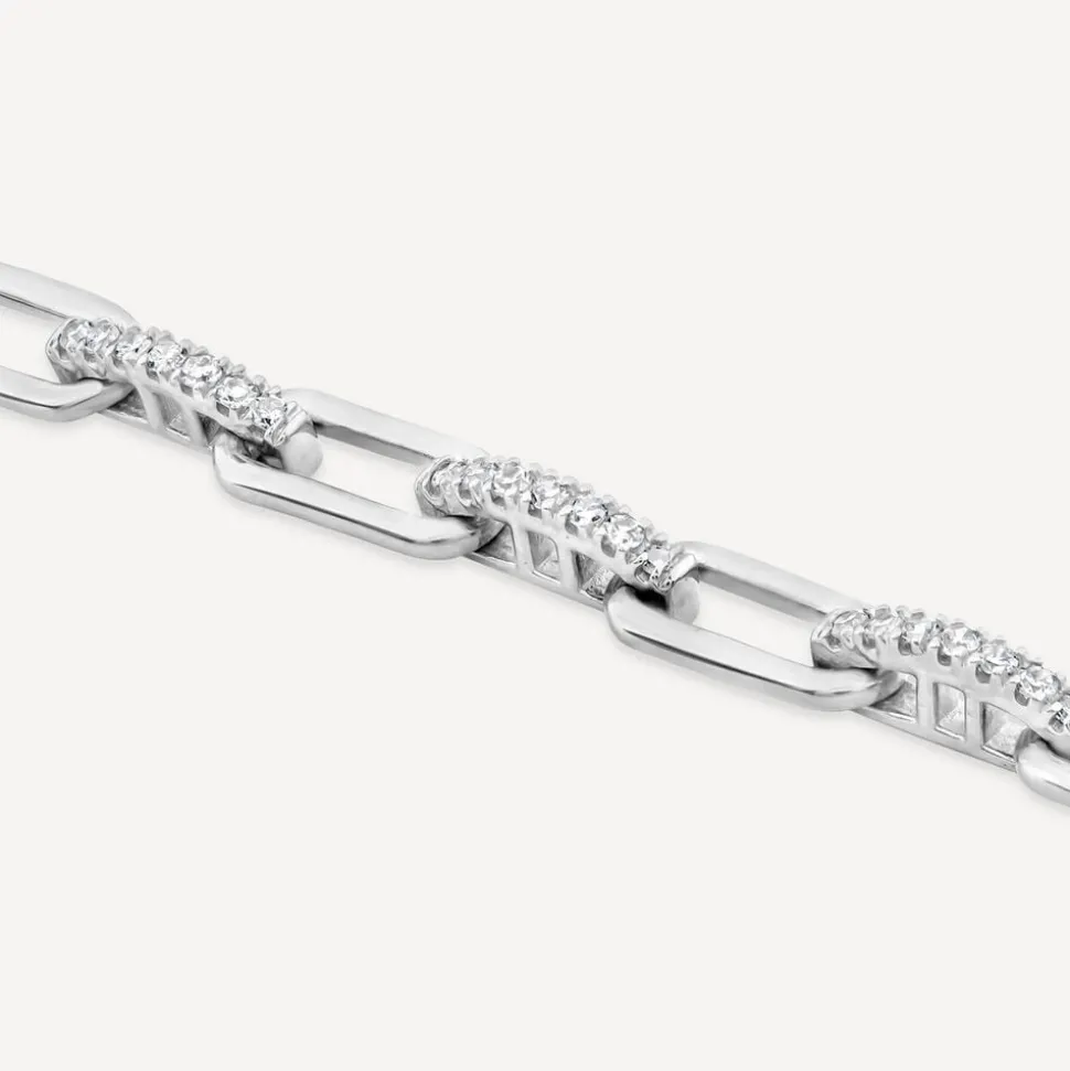 9ct White Gold 0.40ct Diamond Paperlink Bracelet