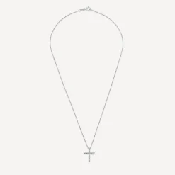 9ct White Gold 0.20ct Diamond Cross Pendant