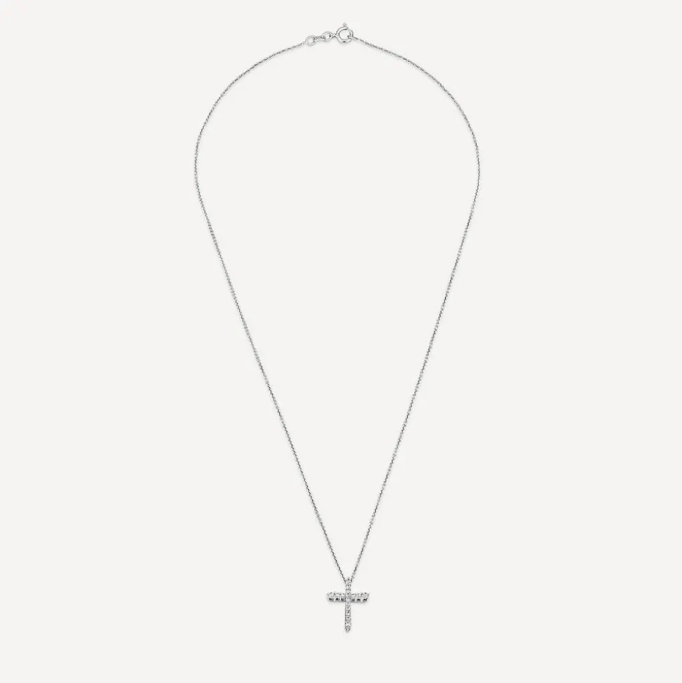9ct White Gold 0.20ct Diamond Cross Pendant