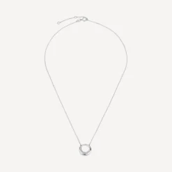 9ct White Gold 0.08ct Diamond Pave Open Circle Necklet
