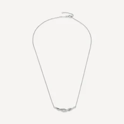 9ct White Gold 0.10ct Diamond Set Twist Hammock Necklet