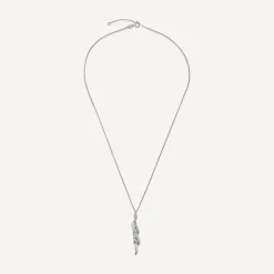 9ct White Gold 0.06ct Diamond Set & Polished Petals Pendant