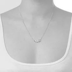 9ct White Gold 0.10ct Diamond Wing Necklet