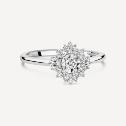 9ct White Gold 0.27ct Diamond Illusion Set Cluster Ring