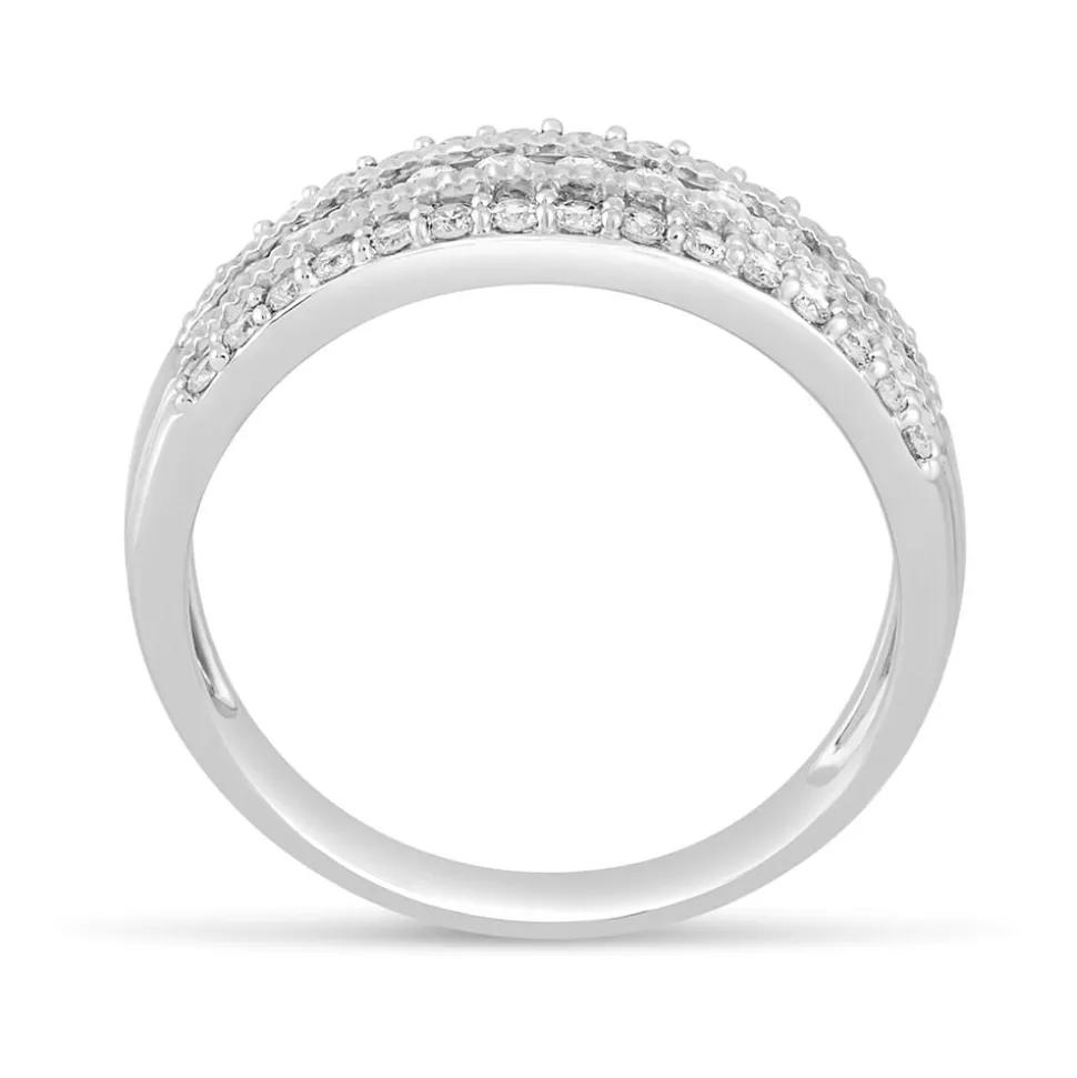 18ct White Gold 0.50ct Diamond Three Row 5mm Wedding Ring
