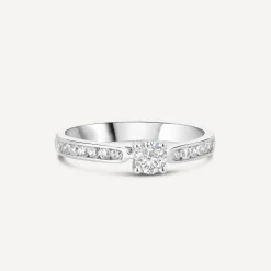18ct White Gold 0.50ct Diamond Tulip Setting Shoulders Ring